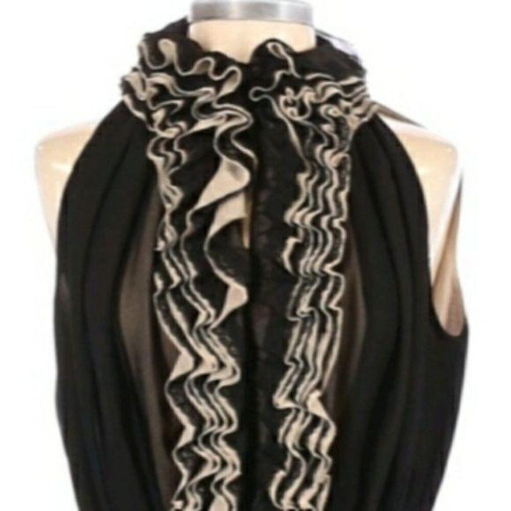 Vtg Pirate Sheer Ruffle High Neck Pleated Peplum Blouse Sz S Black Whimsigoth